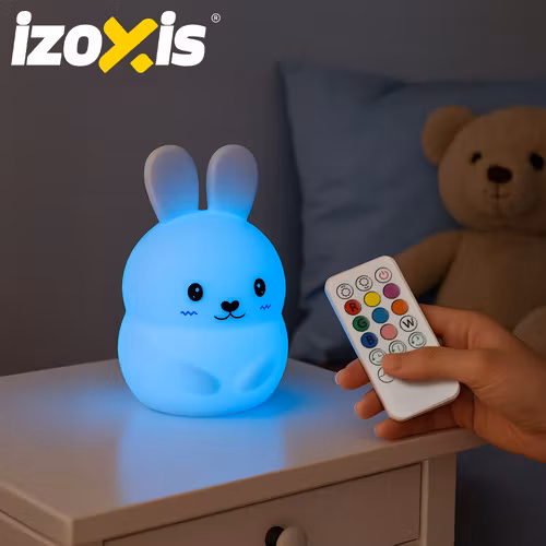 Kanin nattlampa för barn – IZOXIS RGB LED silikon med fjärrkontroll