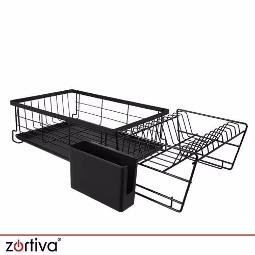 Dish rack 2 levels 43 cm – Zortiva with drip tray and cutlery holder