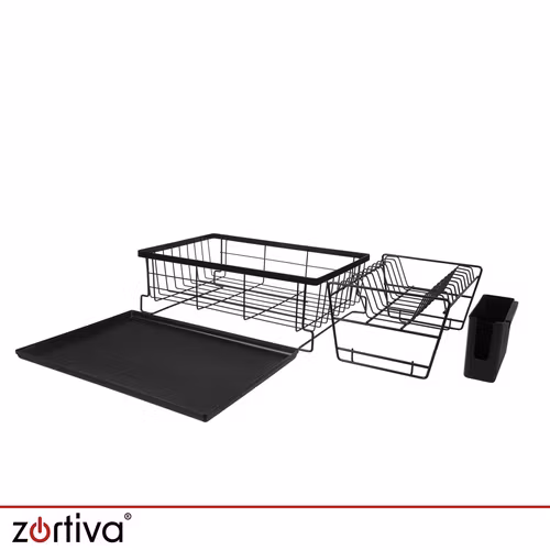 Dish rack 2 levels 43 cm – Zortiva with drip tray and cutlery holder