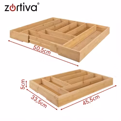 Besticklåda i bambu utdragbar 33,5–50,5 cm – Zortiva 6–8 fack