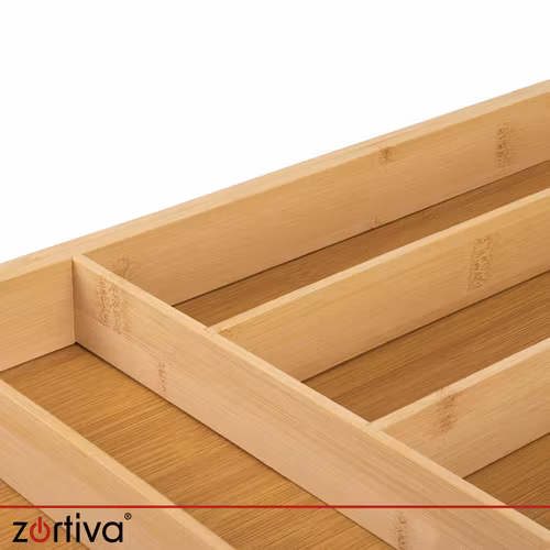Besticklåda i bambu utdragbar 33,5–50,5 cm – Zortiva 6–8 fack