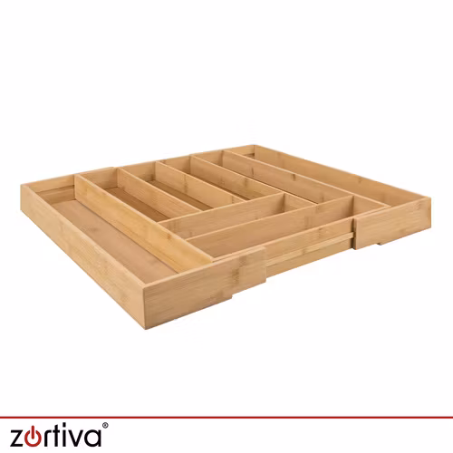 Besticklåda i bambu utdragbar 33,5–50,5 cm – Zortiva 6–8 fack