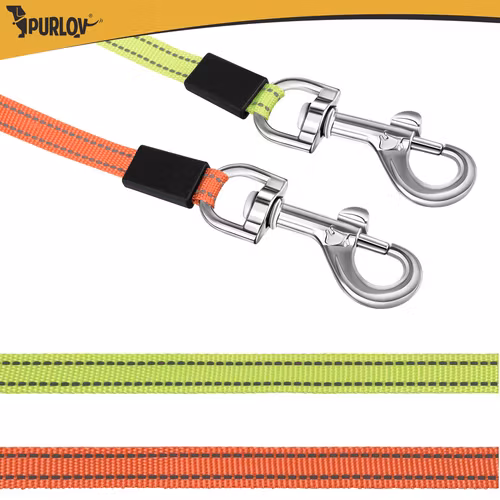 Dobbelt fleksibel snor 2 × 3 m til 2 hunde – Purlov med LED