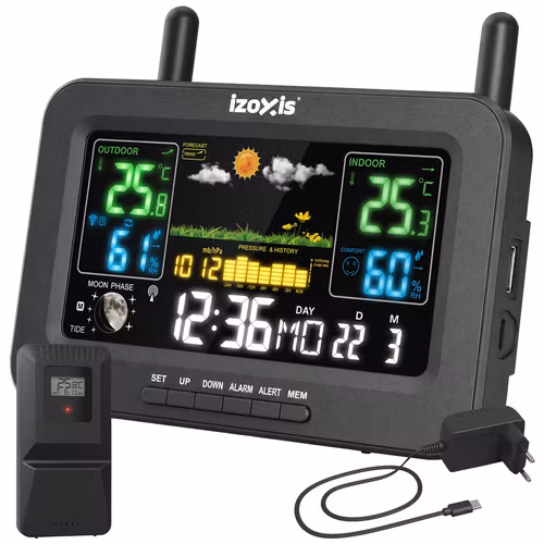 Wireless weather station IZOXIS – thermometer, hygrometer and forecast 100 m