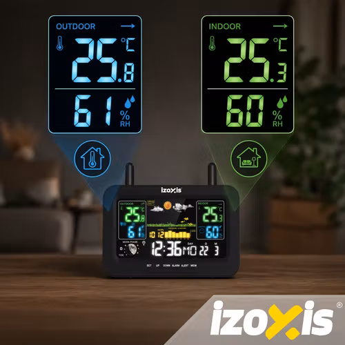 Wireless weather station IZOXIS – thermometer, hygrometer and forecast 100 m