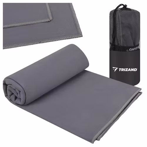Snabbtorkande handduk 180 × 100 cm – Trizand mikrofiber grå