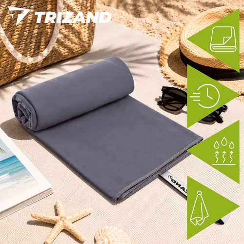 Snabbtorkande handduk 180 × 100 cm – Trizand mikrofiber grå