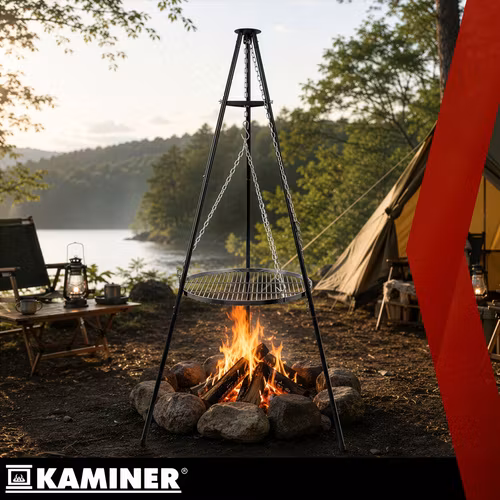 Tripod grill 167 cm with fire bowl – KAMINER grill grate 58 cm