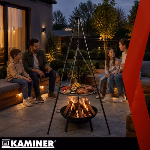 Tripod grill 167 cm with fire bowl – KAMINER grill grate 58 cm
