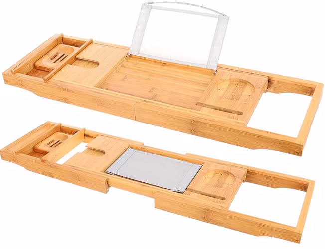 Badkarsbricka i bambu 75–112 cm – utdragbar Home Spa badbricka