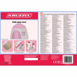 Barnetelt med lyslenke - leketelthus rosa/hvitt for barn