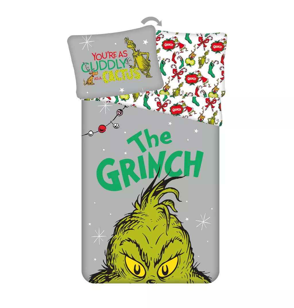 The Grinch Cuddly påslakanset 140×200 cm – grått i 100 % bomull