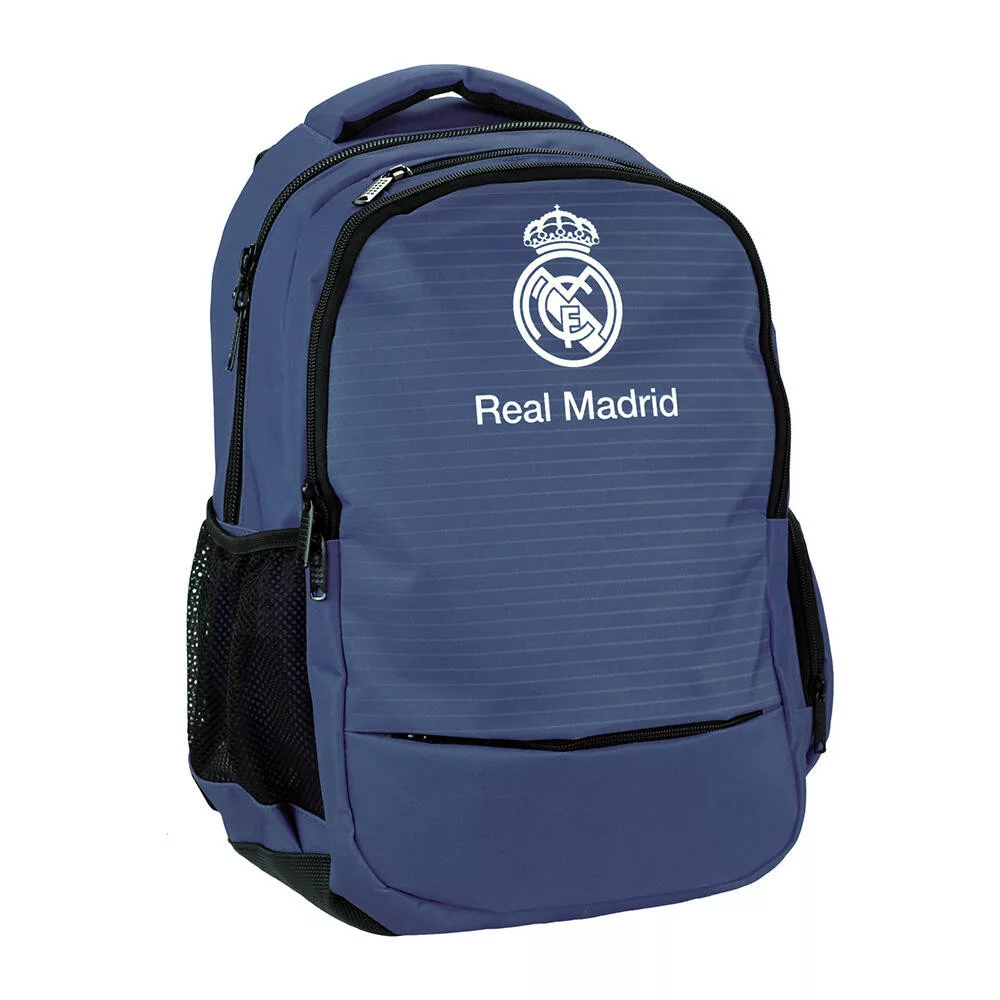 Real Madrid skolryggsäck 48 cm – blå ryggsäck med 3 fack