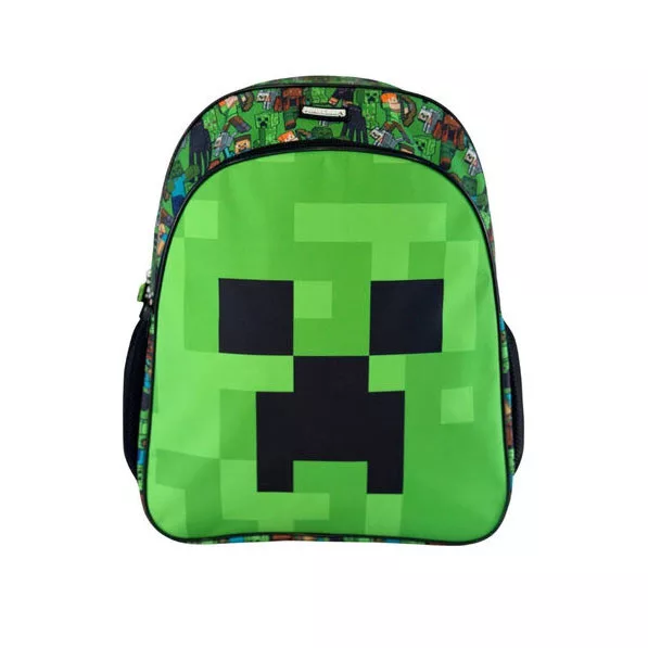 Minecraft Face skolryggsäck 40 cm – grön med 2 fack
