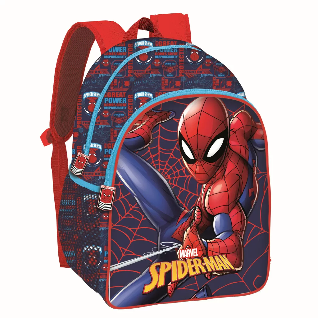 Spiderman Great Power skolerygsæk 40 cm - blå med 2 rum
