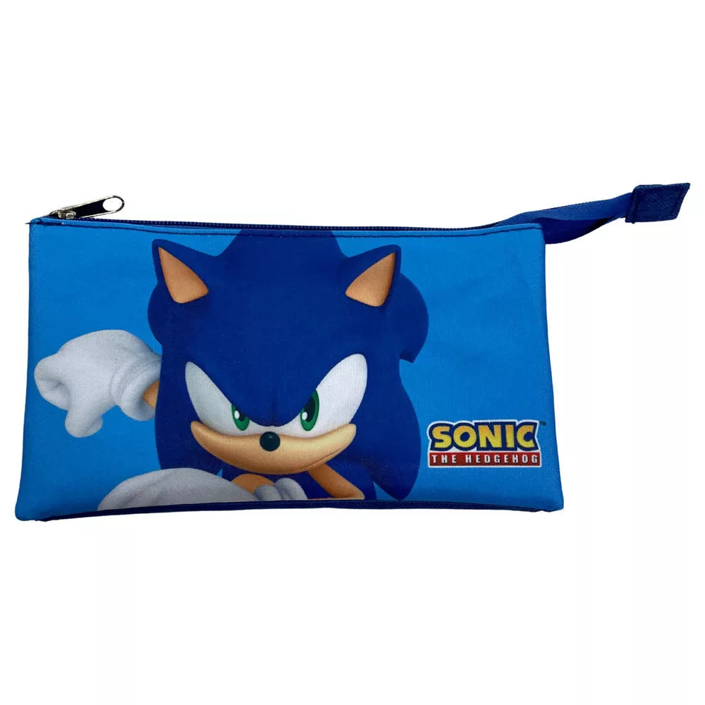 Sonic the Hedgehog Modern 3-compartment pencil case 22 cm - blue