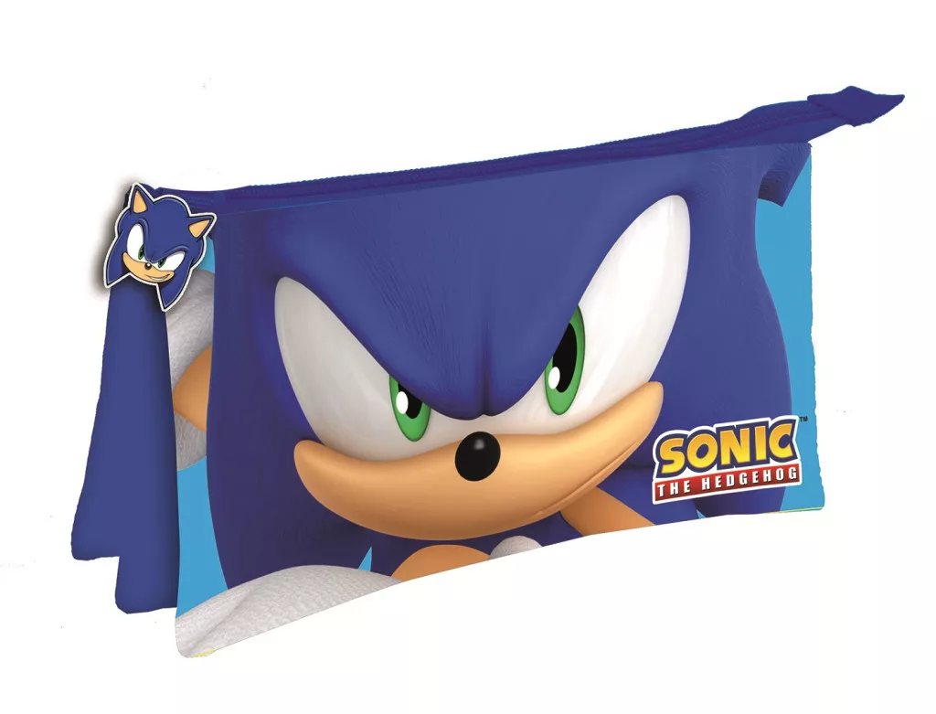Sonic the Hedgehog Modern 3-compartment pencil case 22 cm - blue