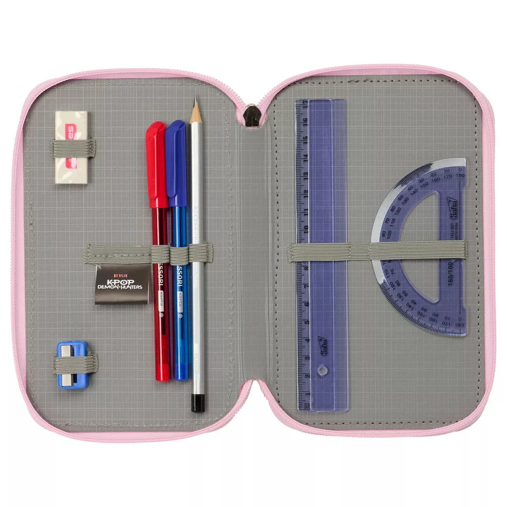 K-pop Demon Hunters Iconic filled pencil case 3-tier – pink