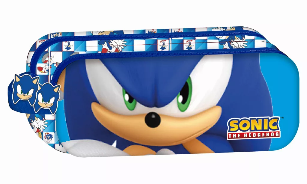 Sonic the Hedgehog Modern 2 Compartment Pencil Case 23 cm - Blue