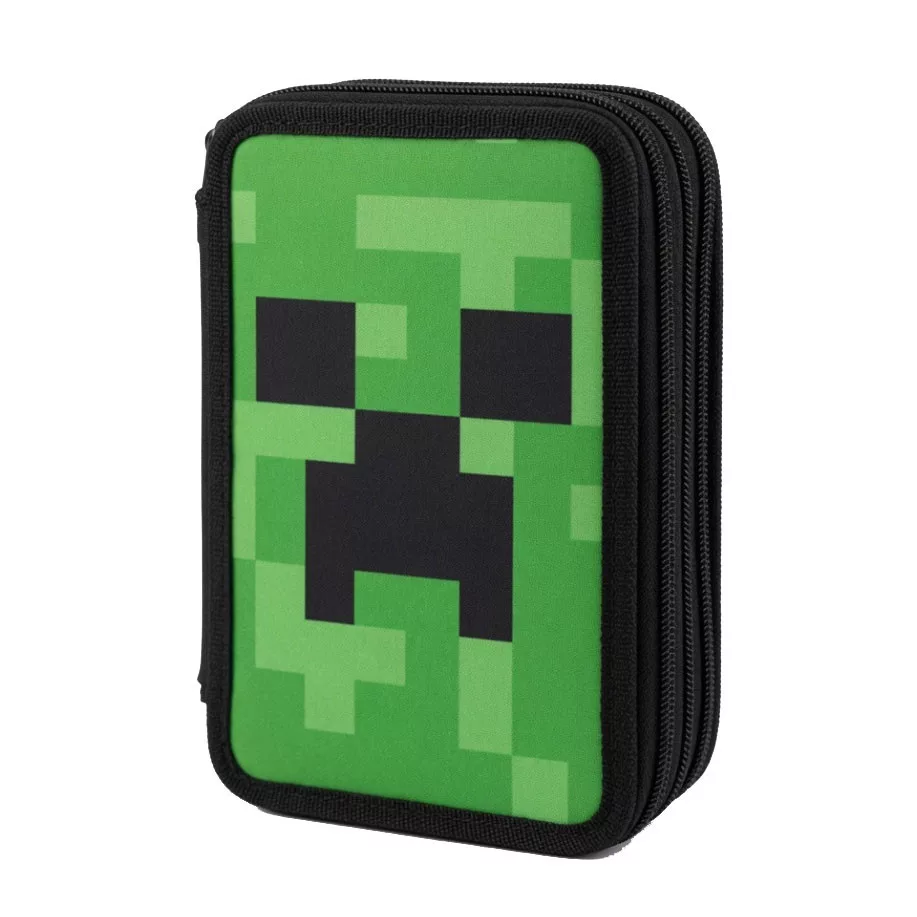 Minecraft Face fylld pennfodral 3-vånings – grön