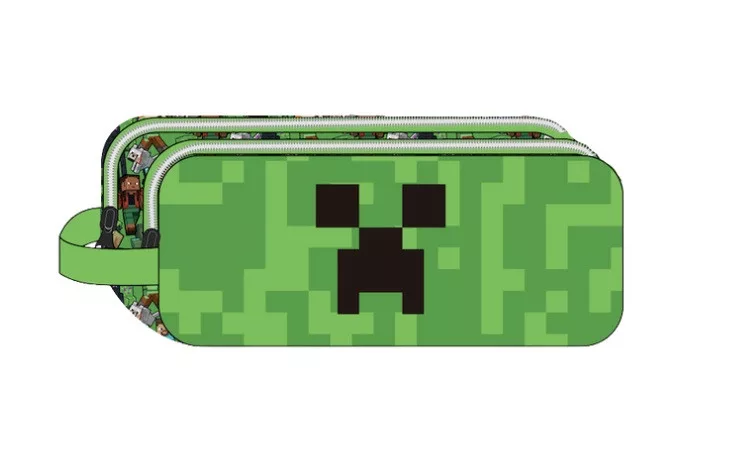 Minecraft Face penalhus med 2 rum 23 cm - grøn