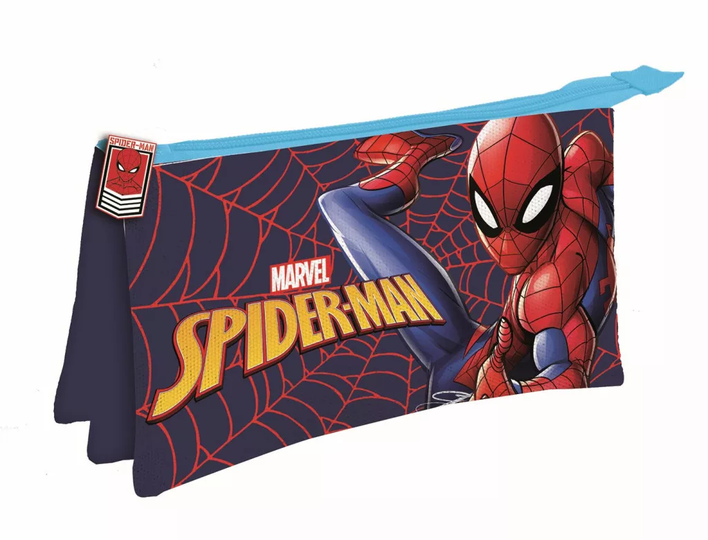 Spiderman Great Power 3-compartment pencil case 22 cm - blue