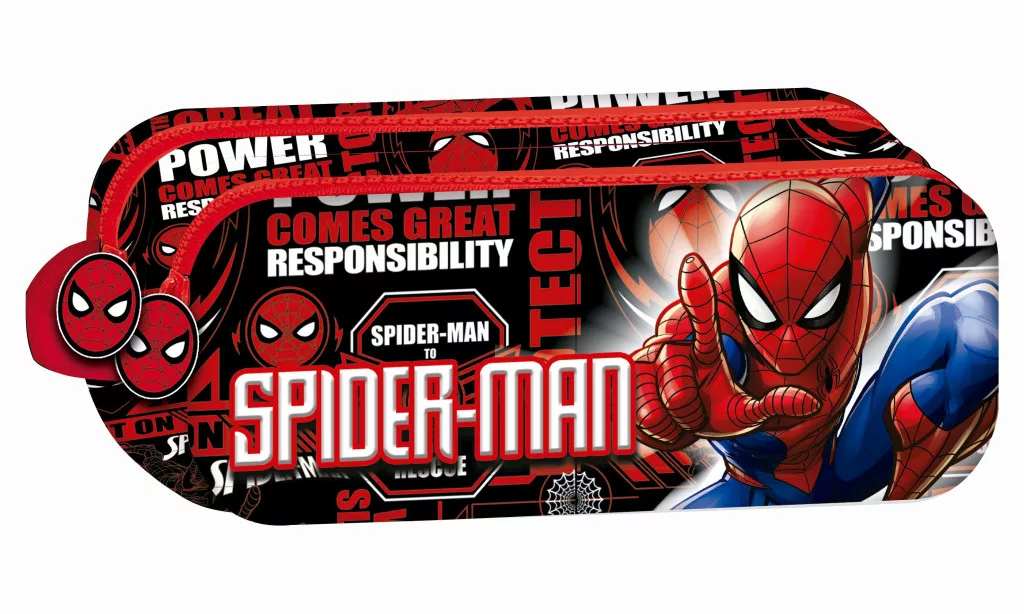 Spiderman Fight On penalhus med 2 rum 23 cm - sort