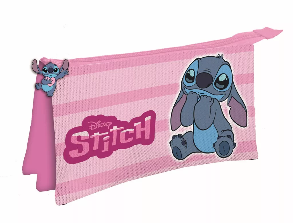 Disney Lilo & Stitch Lovely pencil case with 3 compartments 22 cm – pink
