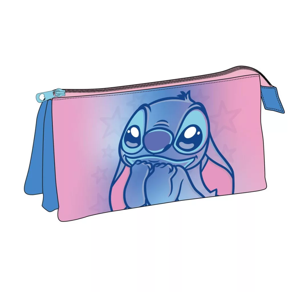 Disney Lilo & Stitch Galaxy pennfodral med 3 fack 23 cm – rosa