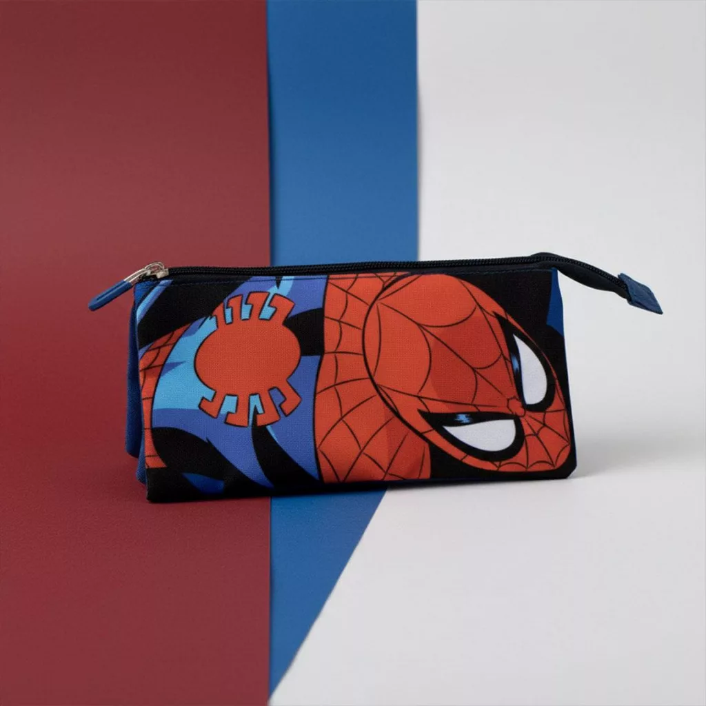 Superman Attack Spiderman pennfodral med 3 fack 23 cm – svart