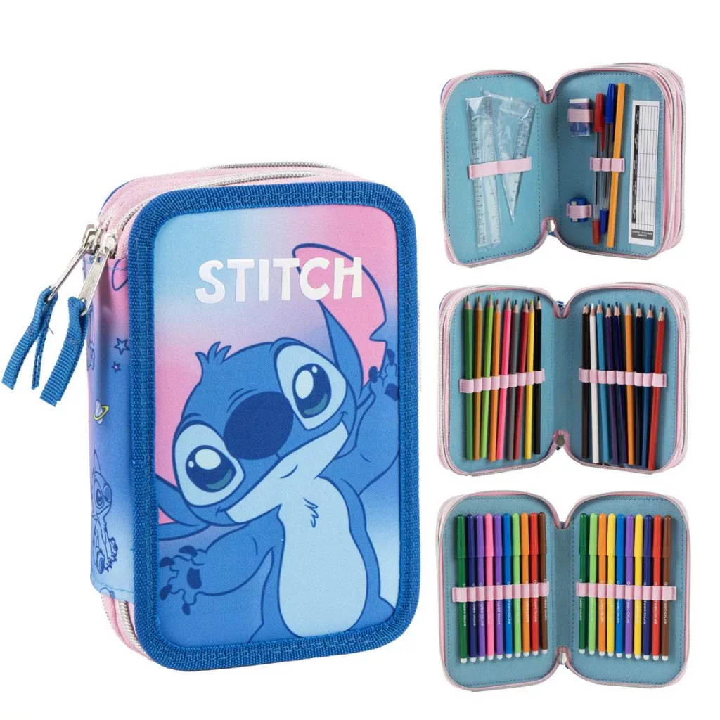 Disney Lilo & Stitch Galaxy Giotto fylld pennfodral 3-vånings – blå