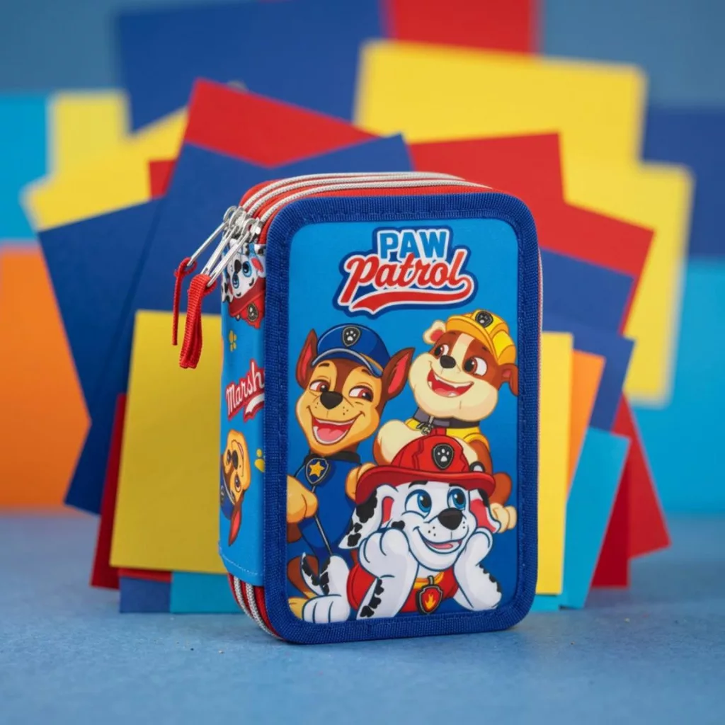 Paw Patrol Rescue Crew Giotto fylld pennfodral 3-vånings – blå