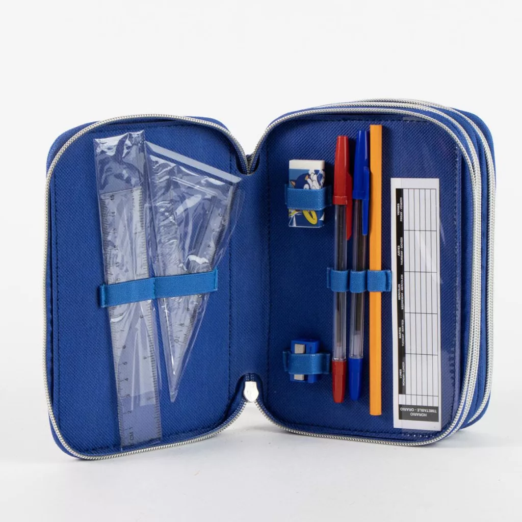 Sonic the Hedgehog Power Run Giotto filled pencil case 3-tier – blue