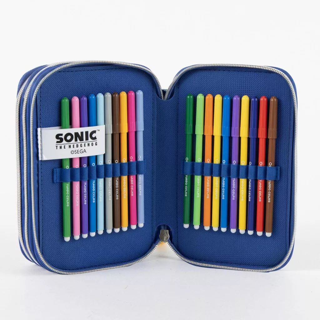 Sonic the Hedgehog Power Run Giotto filled pencil case 3-tier – blue