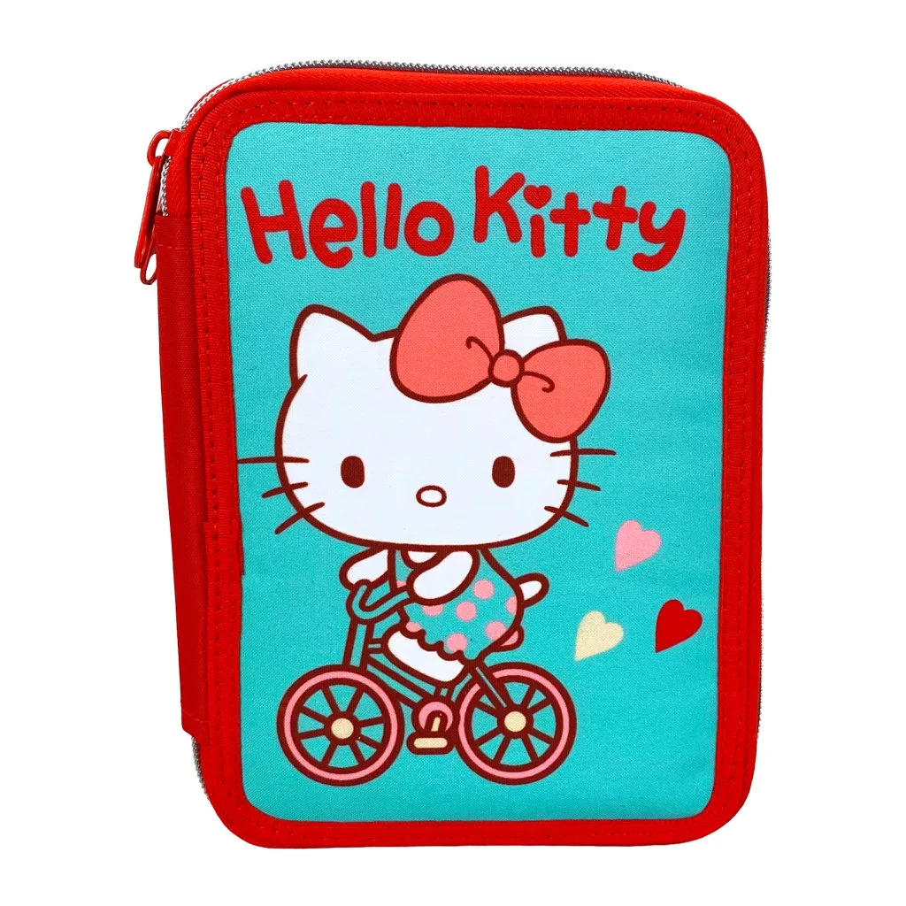 Hello Kitty Sweetheart fylld pennfodral 2-vånings – turkos