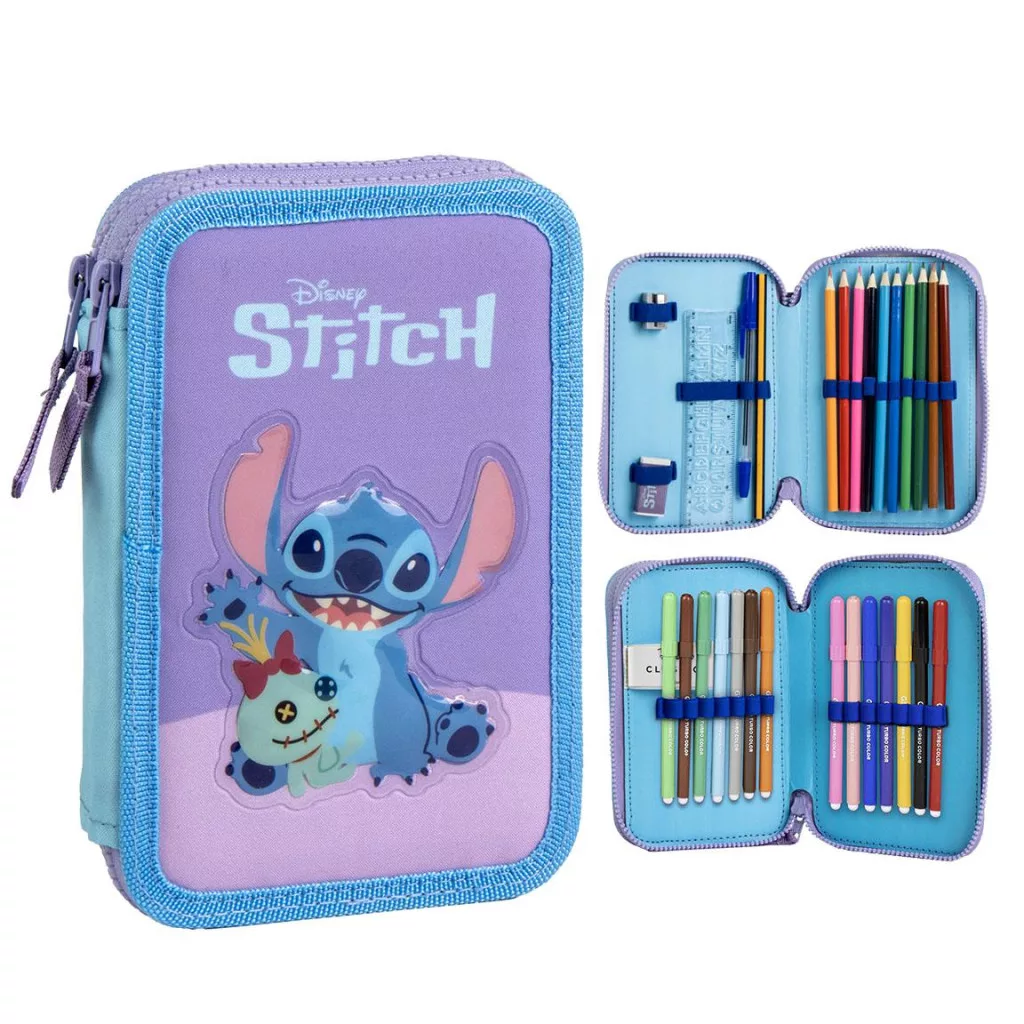 Disney Lilo & Stitch Scrump -täytetty penaali, 2-kerroksinen – violetti