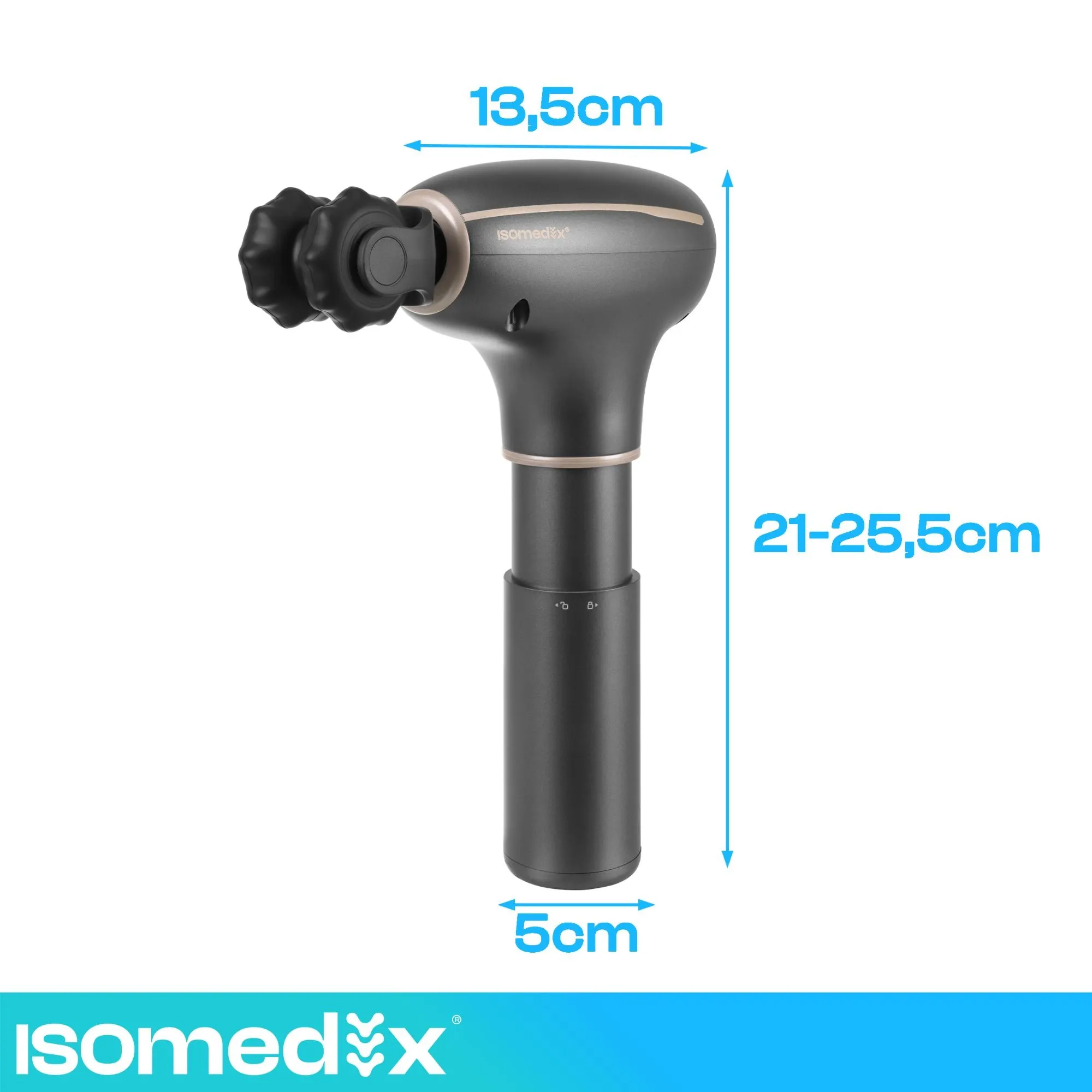 Isomedix Pro Ultra massagepistol med värme & kyla – 7 huvuden