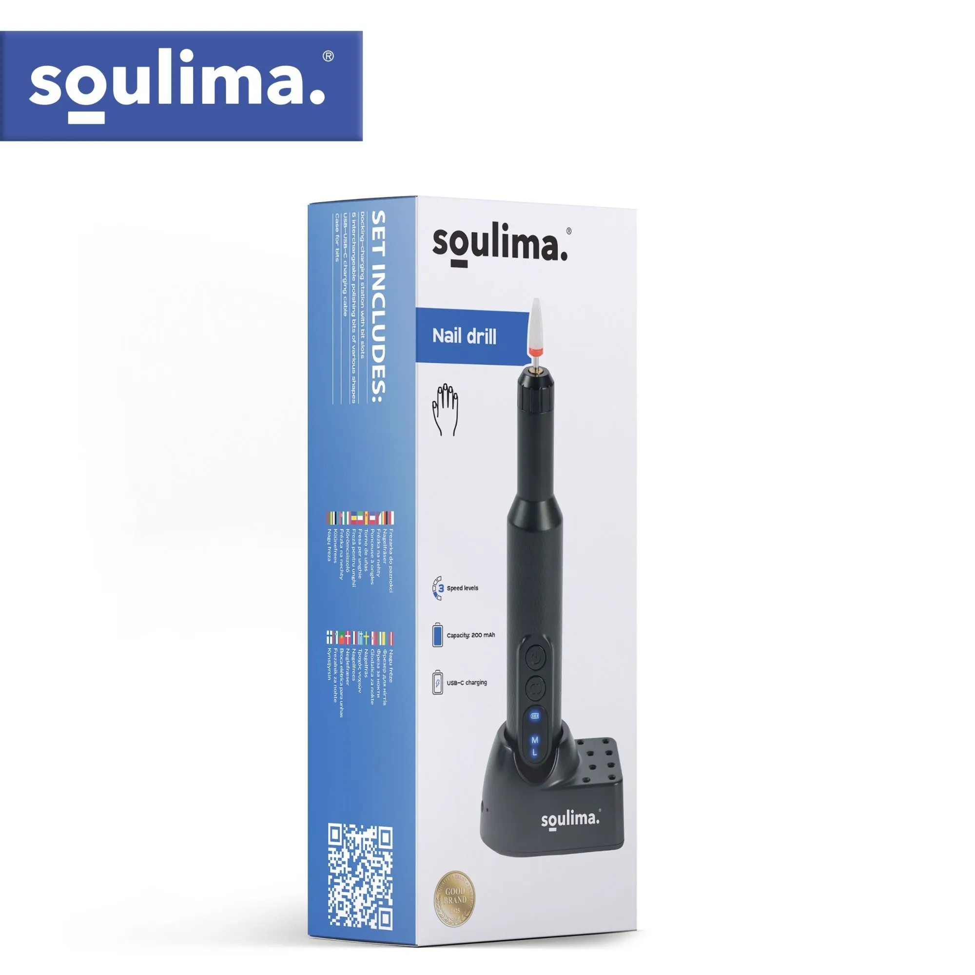 Soulima nagelfräs 18 000 varv/min – trådlös USB-C nagelfil