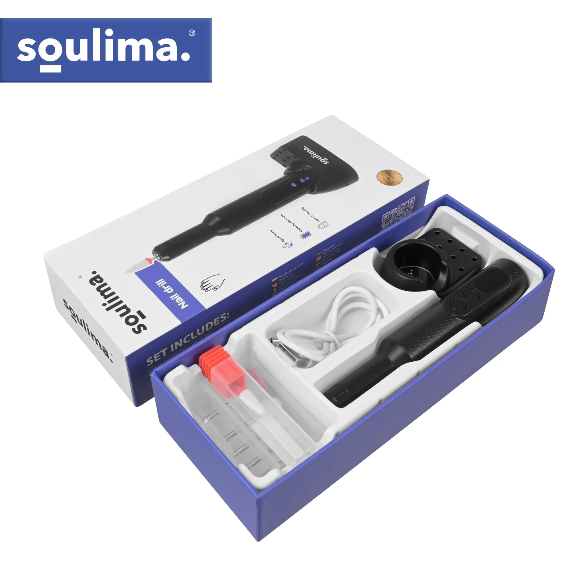 Soulima nagelfräs 18 000 varv/min – trådlös USB-C nagelfil