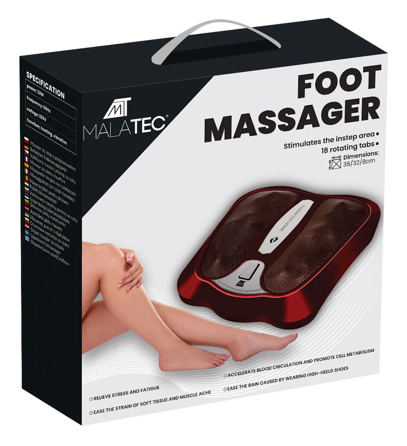 Shiatsu-fotmassager med värme – 18 massagekulor och infraröd funktion