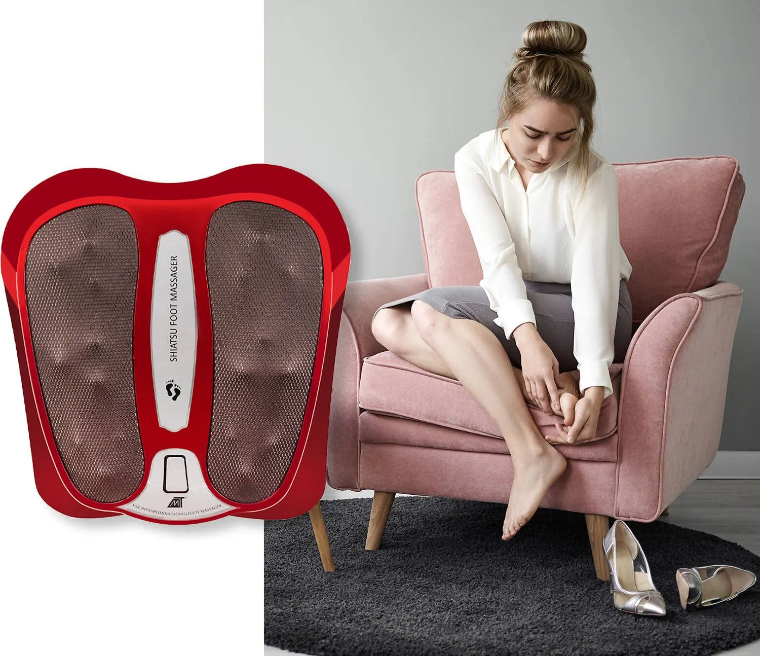 Shiatsu-fotmassager med värme – 18 massagekulor och infraröd funktion