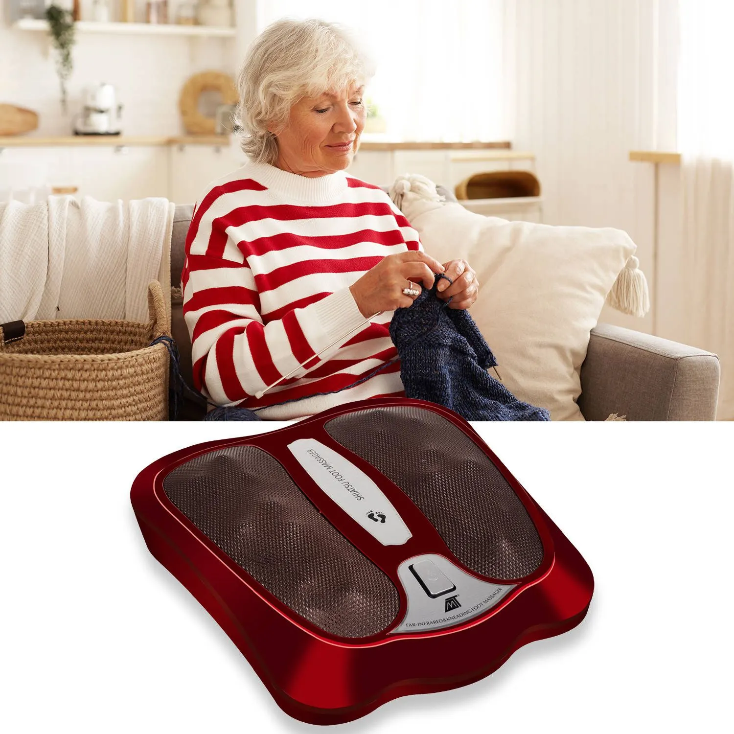 Shiatsu-fotmassager med värme – 18 massagekulor och infraröd funktion