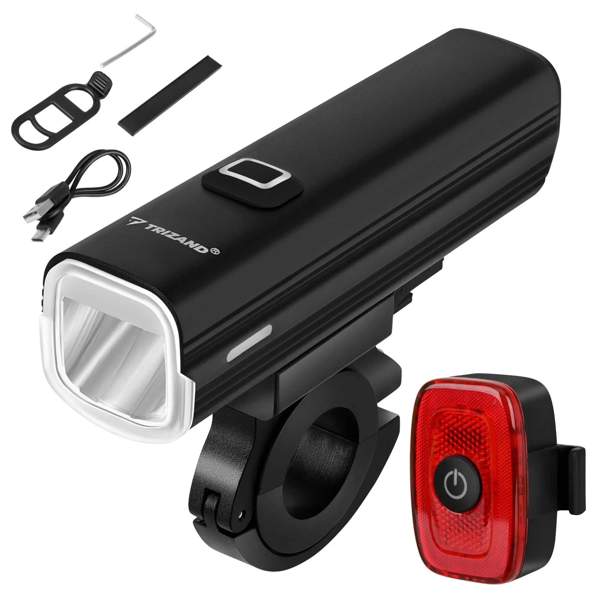 Cykellygte LED 1000 lm for og bag – 4800 mAh USB-C