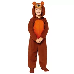 Bärenkostüm für Kinder von 8–10 Jahren – Brauner Overall