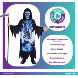 Halloween-Sensenmann-Kostüm für Kinder von 8–10 Jahren – Robe & Maske