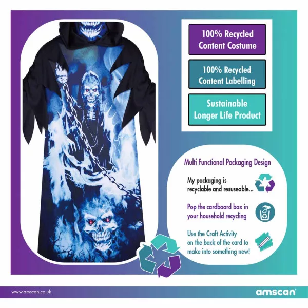 Halloween Reaper Kostym Barn 8–10 år – Robe & Mask