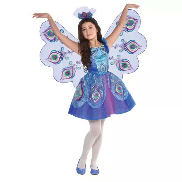 Påfågel Kostym Barn 4–6 år – Pretty Peacock Klänning & Vingar