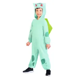 Pokémon Bisasam Kostüm für Kinder von 6–8 Jahren – Overall mit Kapuze