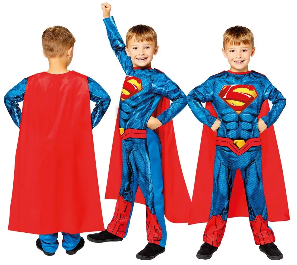 Superman kostume til børn 8-10 år – Heldragt og kappe