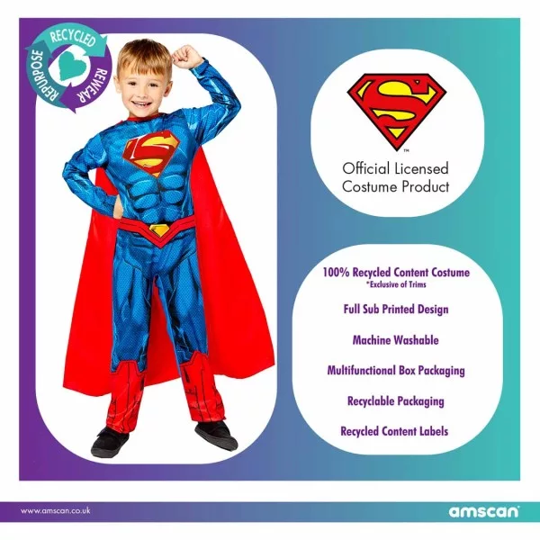 Superman Kostym Barn 8–10 år – Jumpsuit & Cape